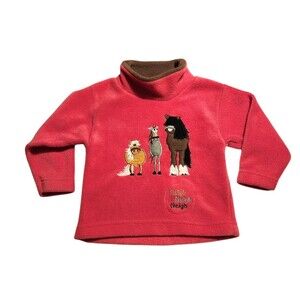 Ramblers Pullover Fleece Top Pink with Horses Girls Size 2-3 yrs. Made in UK
